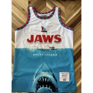 Headgear Classics Basketball Jersey Jaws Amity Island 1975 Shark Week Mens Small
